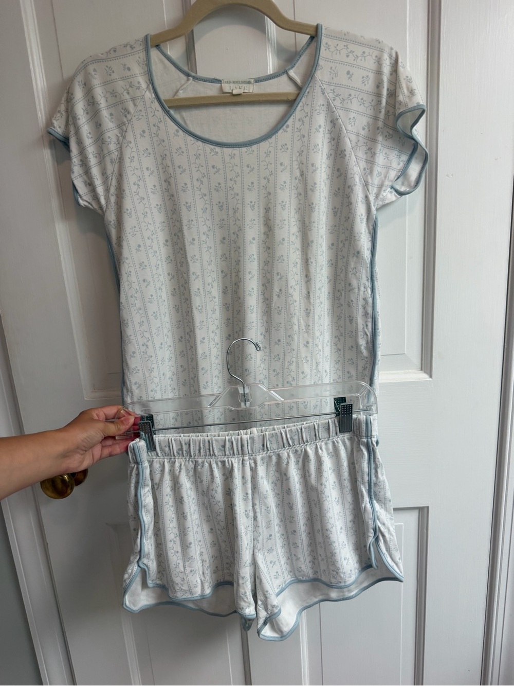 LAKE Pajamas x Julia Berolzheimer - Light Blue Trim Short Set
